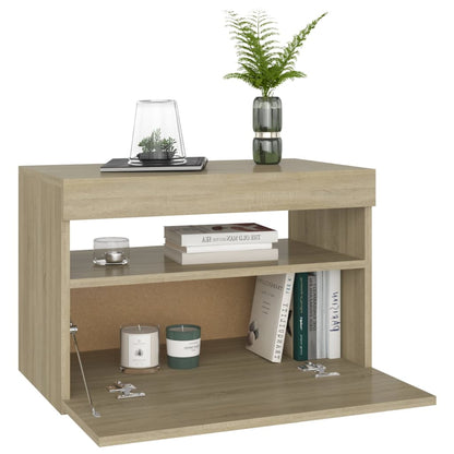 Comodino Con Luci Led Sonoma 60X35X40 Cm In Legno Multistrato