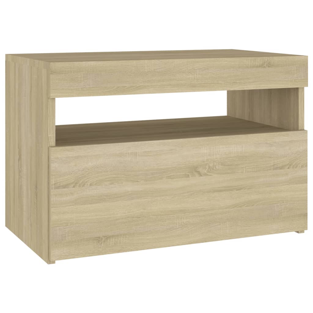 Comodino Con Luci Led Sonoma 60X35X40 Cm In Legno Multistrato