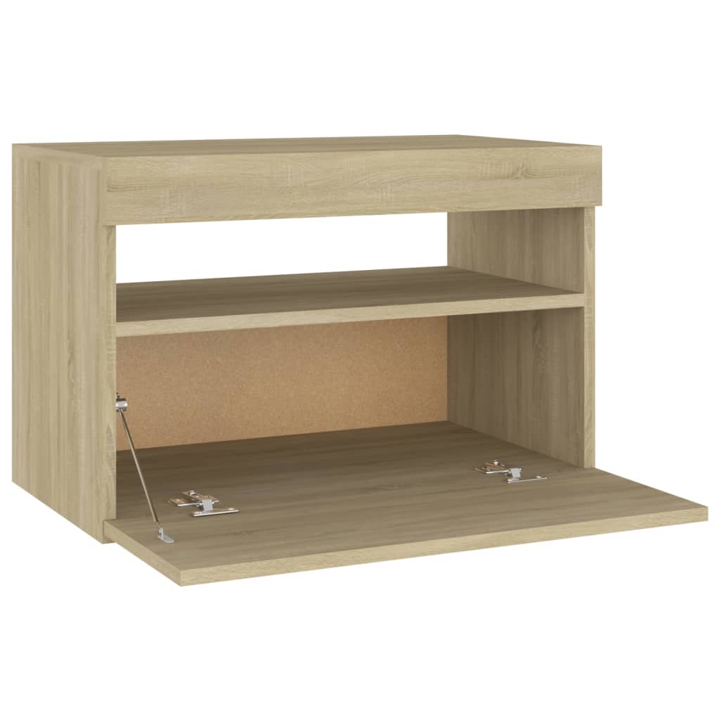 Comodino Con Luci Led Sonoma 60X35X40 Cm In Legno Multistrato