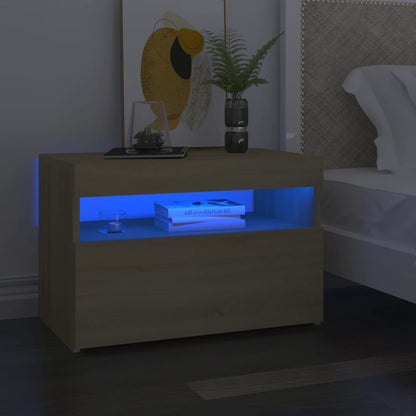 Comodino Con Luci Led Sonoma 60X35X40 Cm In Legno Multistrato