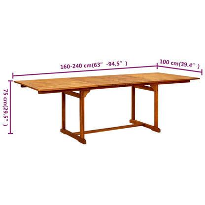 Tavolo Da Pranzo Per Esterni (160-240)X100X75Cm Massello Acacia