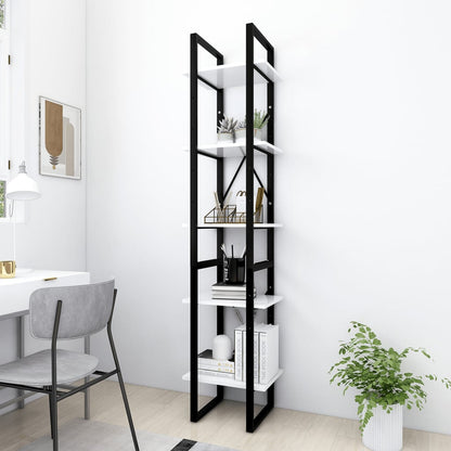 Libreria A 5 Ripiani Bianca 40X30X175 Cm In Legno Multistrato