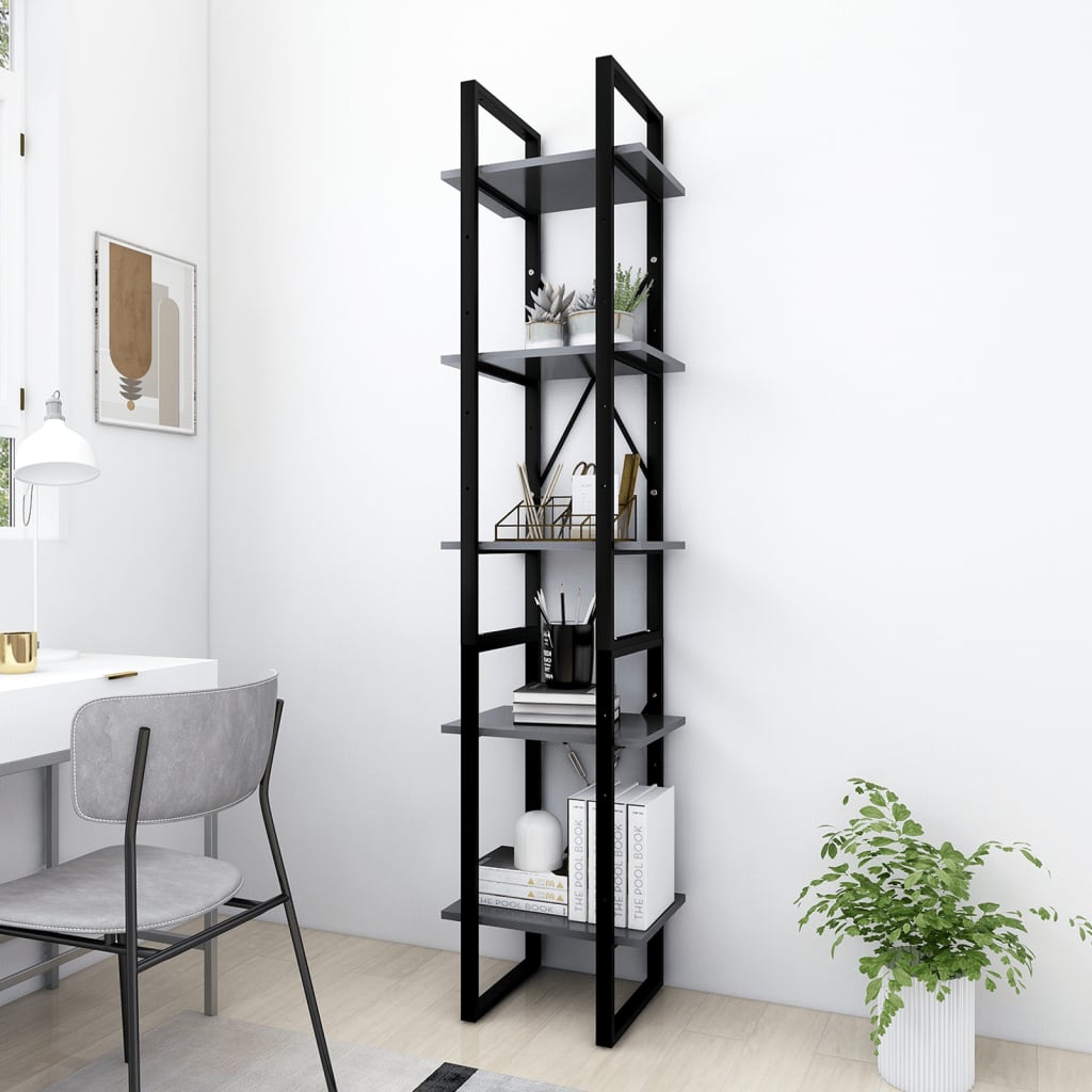 Libreria A 5 Ripiani Bianca 40X30X175 Cm In Legno Multistrato