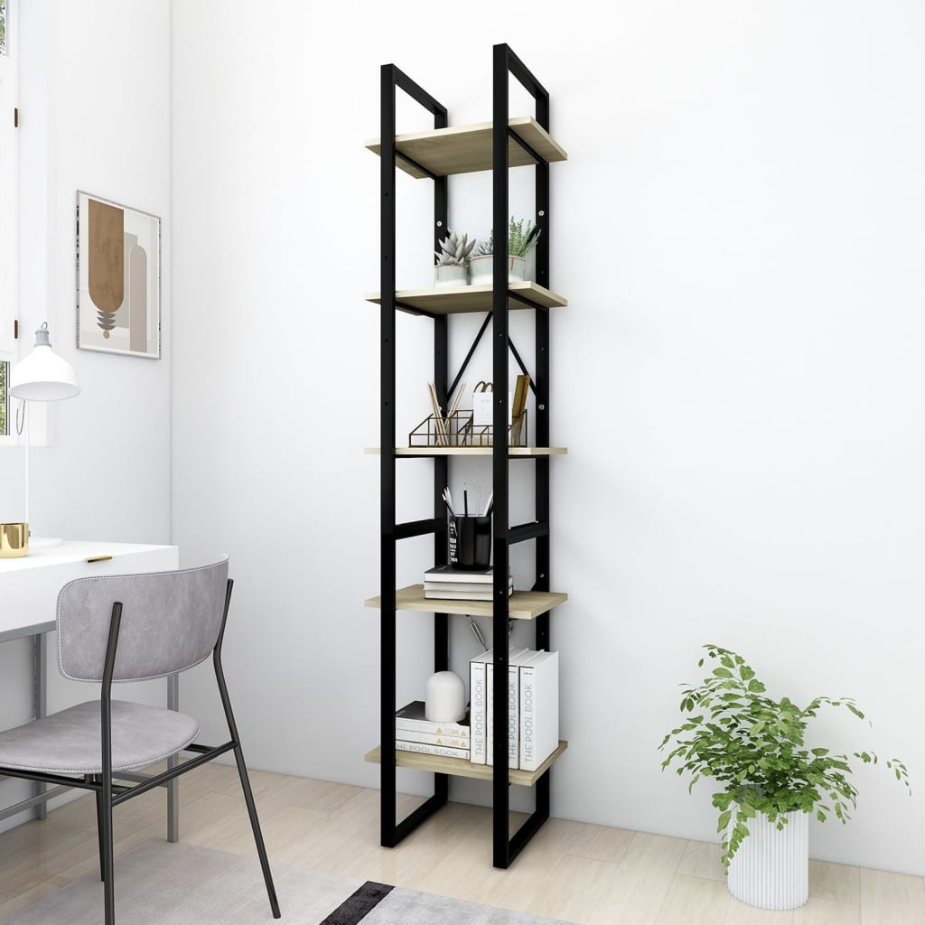 Libreria A 5 Ripiani Bianca 40X30X175 Cm In Legno Multistrato