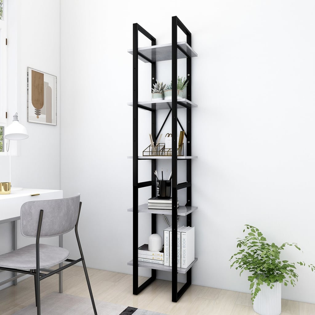 Libreria A 5 Ripiani Bianca 40X30X175 Cm In Legno Multistrato