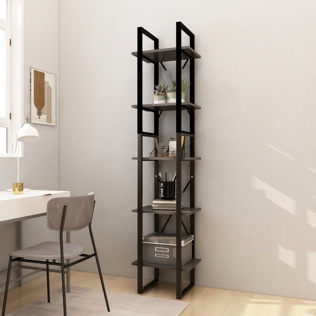 Libreria A 5 Ripiani Bianca 100X30X175 Cm In Legno Di Pino