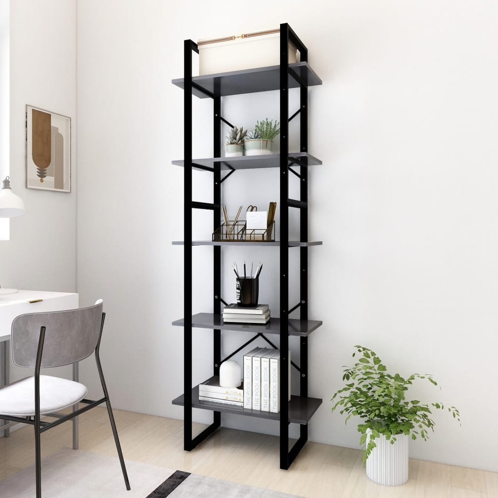 Libreria A 5 Ripiani Bianca 40X30X175 Cm In Legno Multistrato