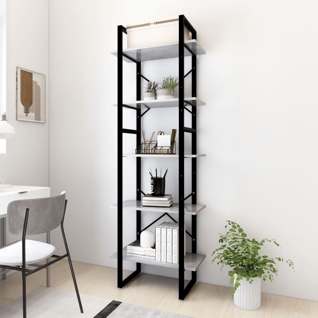 Libreria A 5 Ripiani Bianca 40X30X175 Cm In Legno Multistrato