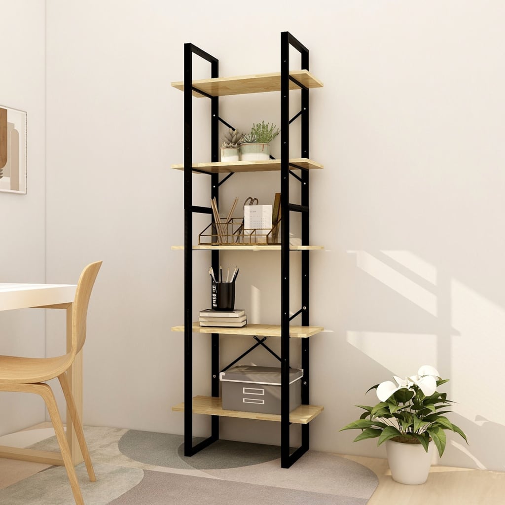 Libreria A 5 Ripiani Bianca 100X30X175 Cm In Legno Di Pino