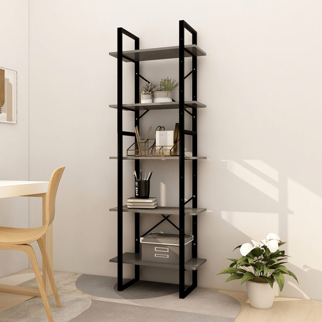 Libreria A 5 Ripiani Bianca 100X30X175 Cm In Legno Di Pino