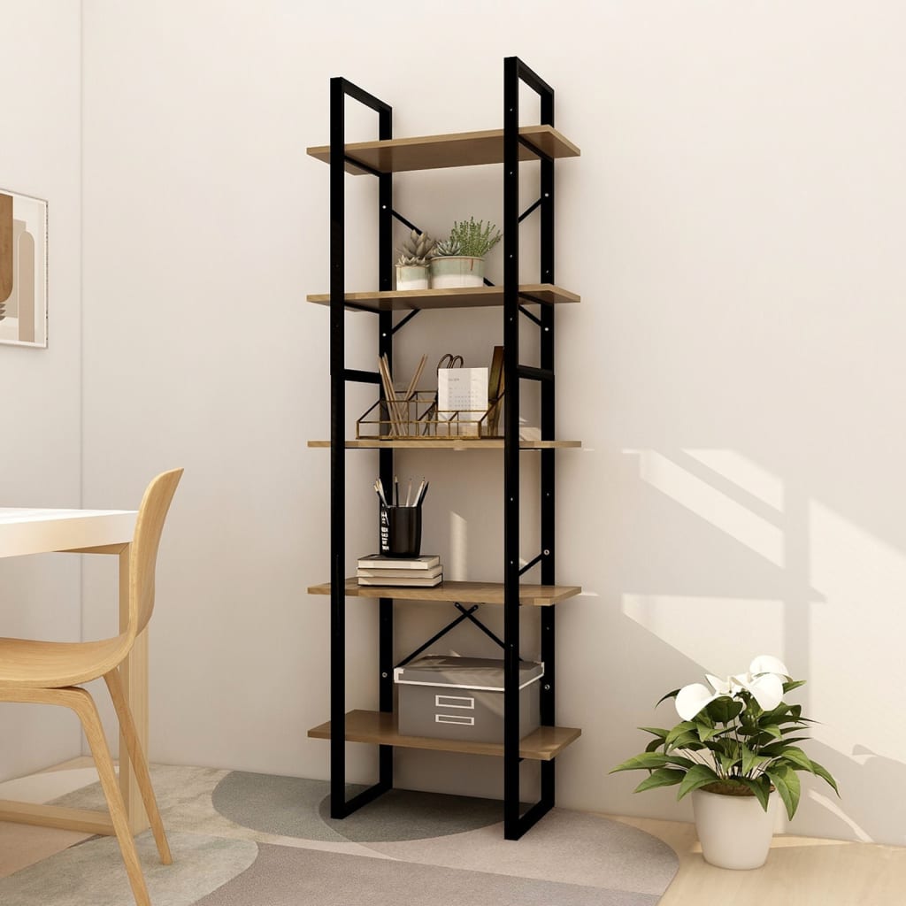 Libreria A 5 Ripiani Bianca 100X30X175 Cm In Legno Di Pino
