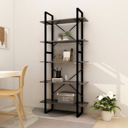 Libreria A 5 Ripiani Bianca 40X30X175 Cm In Legno Multistrato