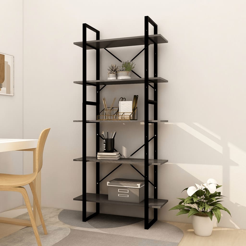 Libreria A 5 Ripiani Bianca 100X30X175 Cm In Legno Di Pino