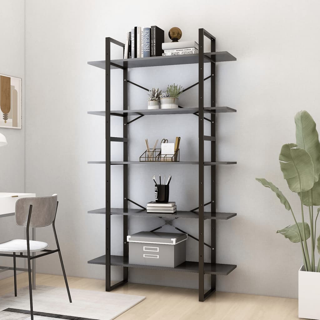 Libreria A 5 Ripiani Bianca 40X30X175 Cm In Legno Multistrato