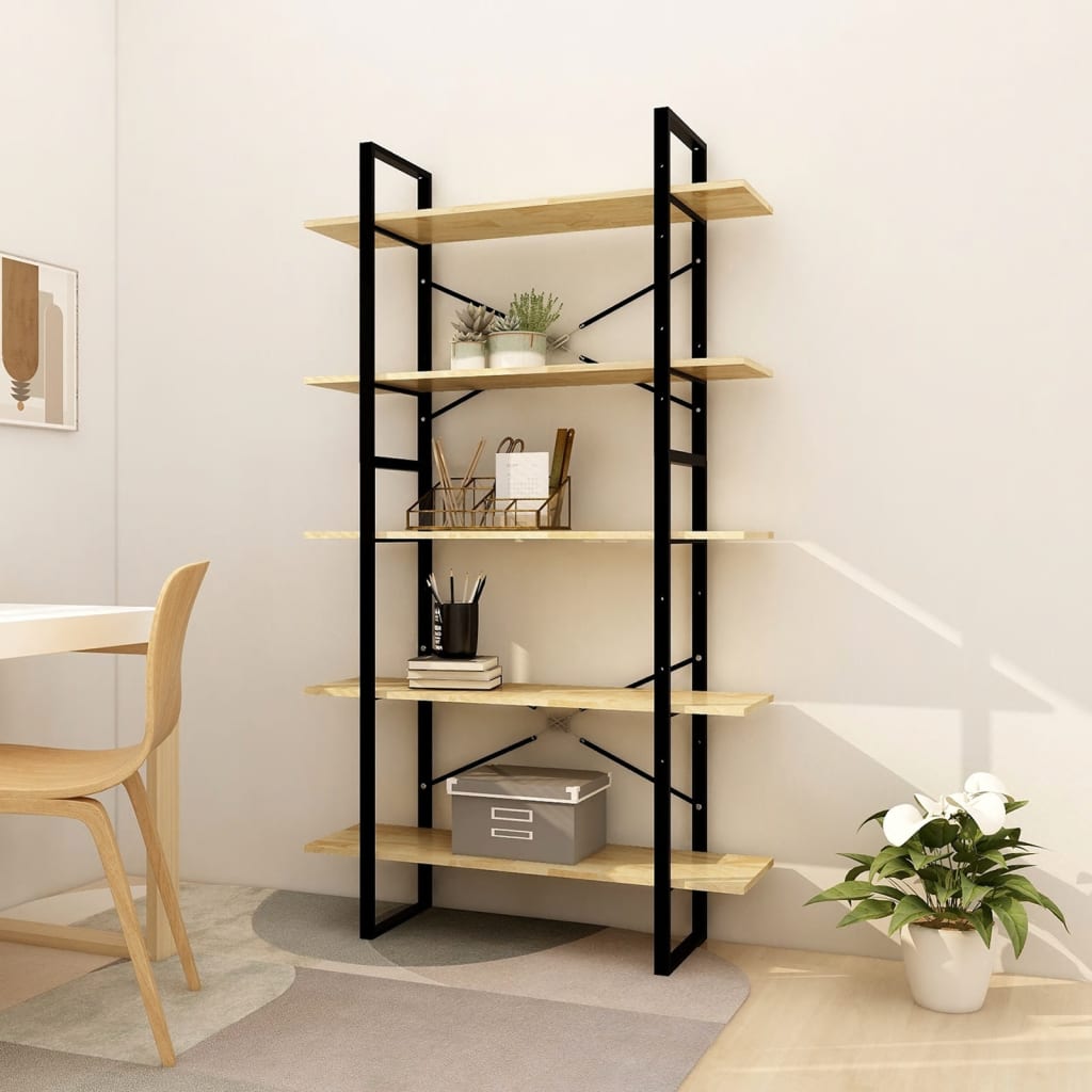 Libreria A 5 Ripiani Bianca 100X30X175 Cm In Legno Di Pino
