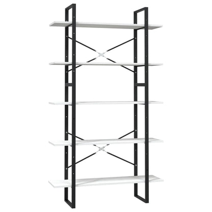 Libreria A 5 Ripiani Bianca 100X30X175 Cm In Legno Di Pino