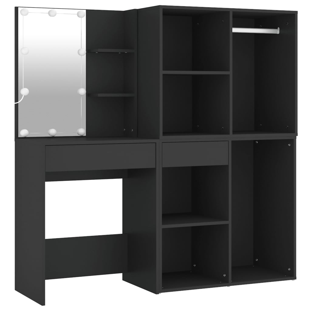 Toeletta Con Led E Armadietti In Legno Multistrato Nero