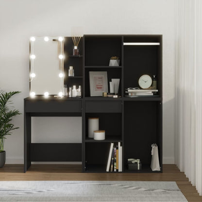 Toeletta Con Led E Armadietti In Legno Multistrato Nero