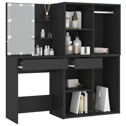 Toeletta Con Led E Armadietti In Legno Multistrato Nero