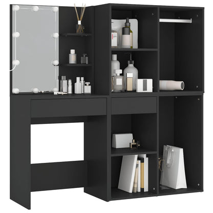 Toeletta Con Led E Armadietti In Legno Multistrato Nero