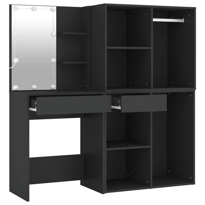 Toeletta Con Led E Armadietti In Legno Multistrato Nero