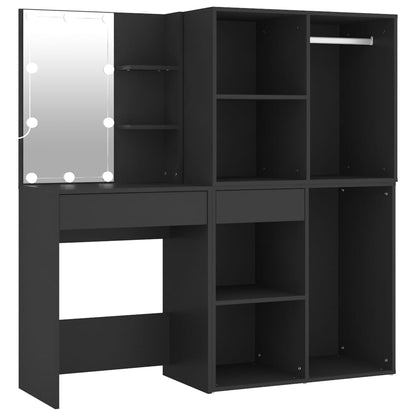 Toeletta Con Led E Armadietti In Legno Multistrato Nero