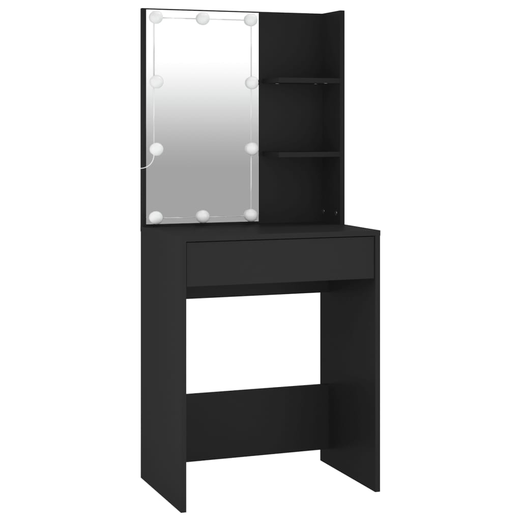 Toeletta Con Led E Armadietti In Legno Multistrato Nero