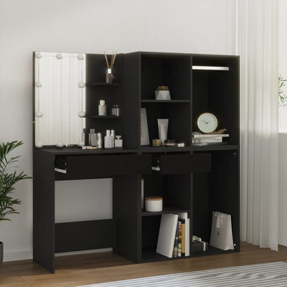 Toeletta Con Led E Armadietti In Legno Multistrato Nero