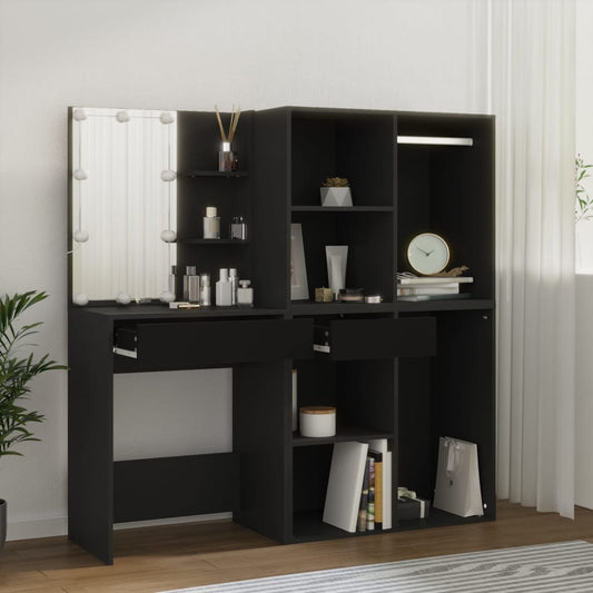 Toeletta Con Led E Armadietti In Legno Multistrato Nero