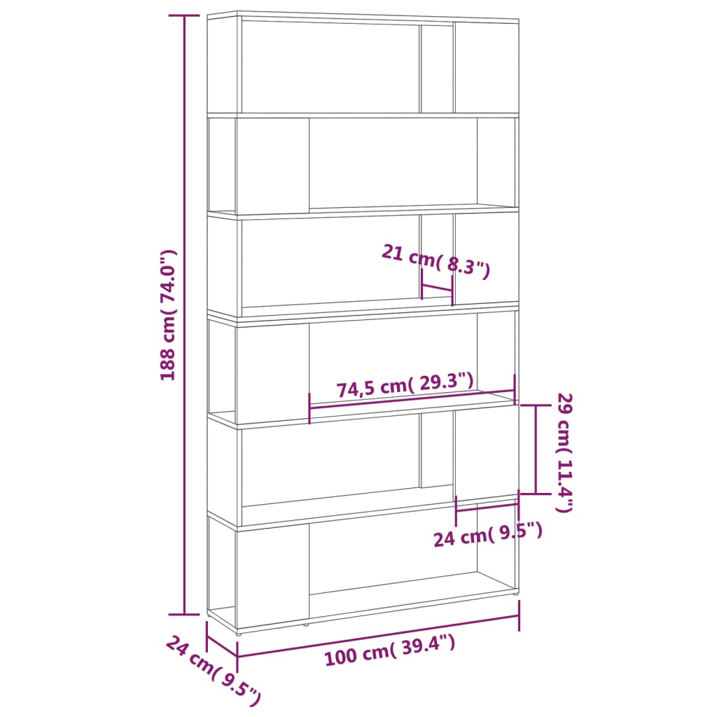 Libreria/Divisorio Stanza 100X24X188 Cm