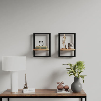 Set Di Mensole 5 Pz In Legno Massello Di Acacia E Acciaio