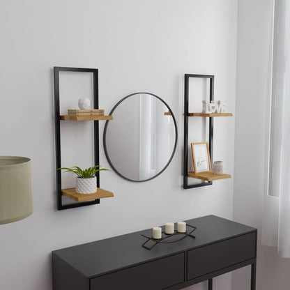 Set Di Mensole 5 Pz In Legno Massello Di Acacia E Acciaio