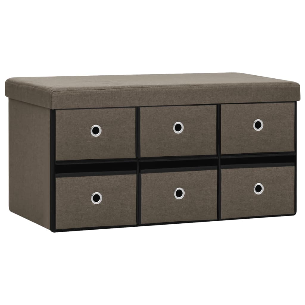 Cassapanca Pieghevole Marrone 76X38X38 Cm In Simil Lino
