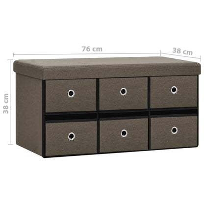 Cassapanca Pieghevole Marrone 76X38X38 Cm In Simil Lino