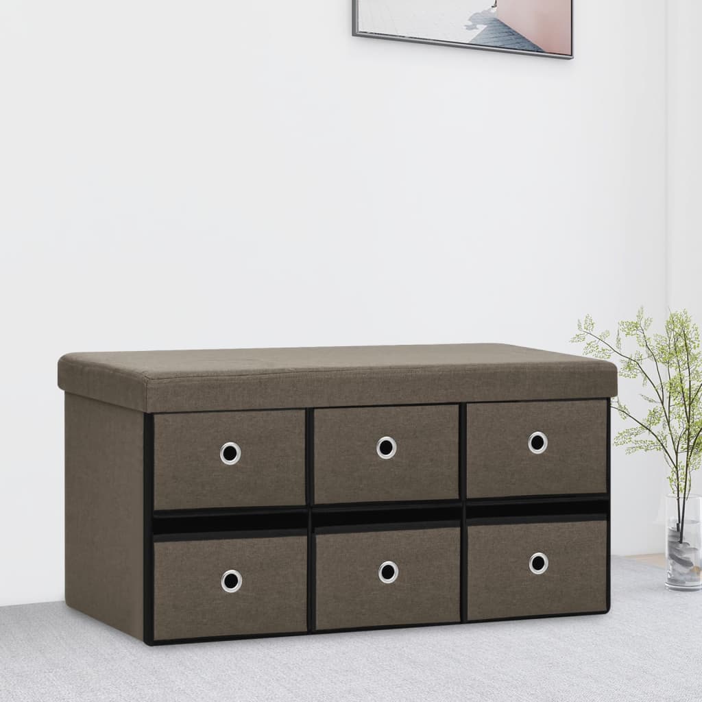 Cassapanca Pieghevole Marrone 76X38X38 Cm In Simil Lino