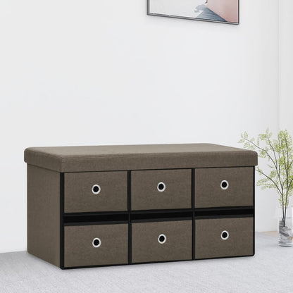 Cassapanca Pieghevole Marrone 76X38X38 Cm In Simil Lino