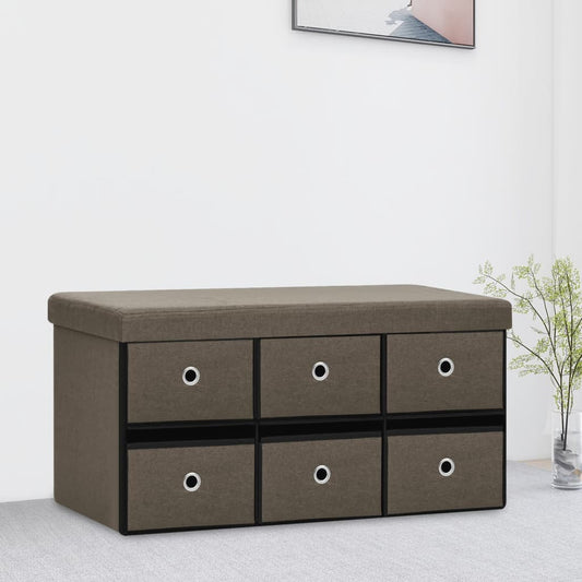Cassapanca Pieghevole Marrone 76X38X38 Cm In Simil Lino