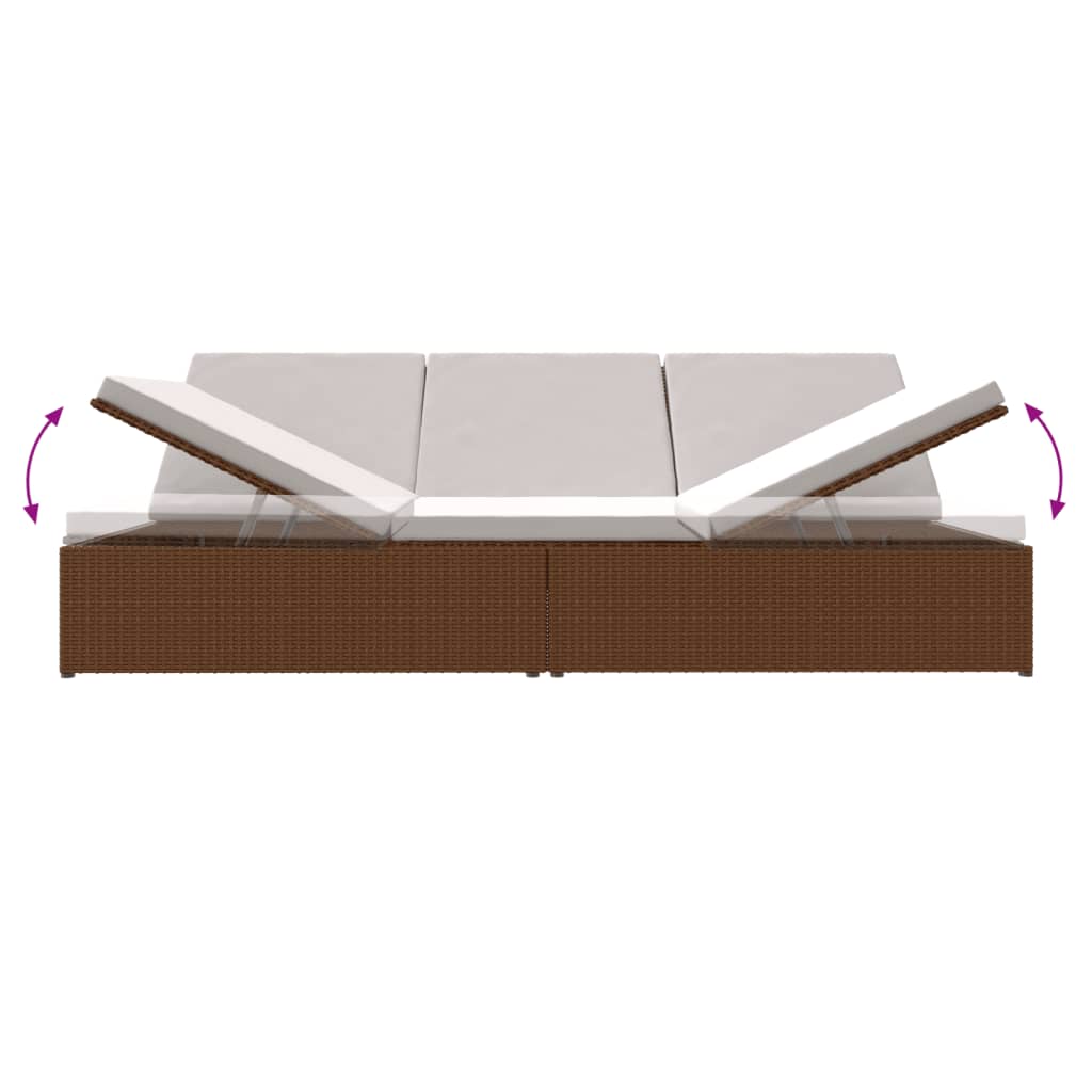 Lettino Prendisole Reclinabile Con Cuscini Polyrattan