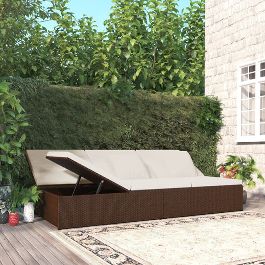 Lettino Prendisole Reclinabile Con Cuscini Polyrattan