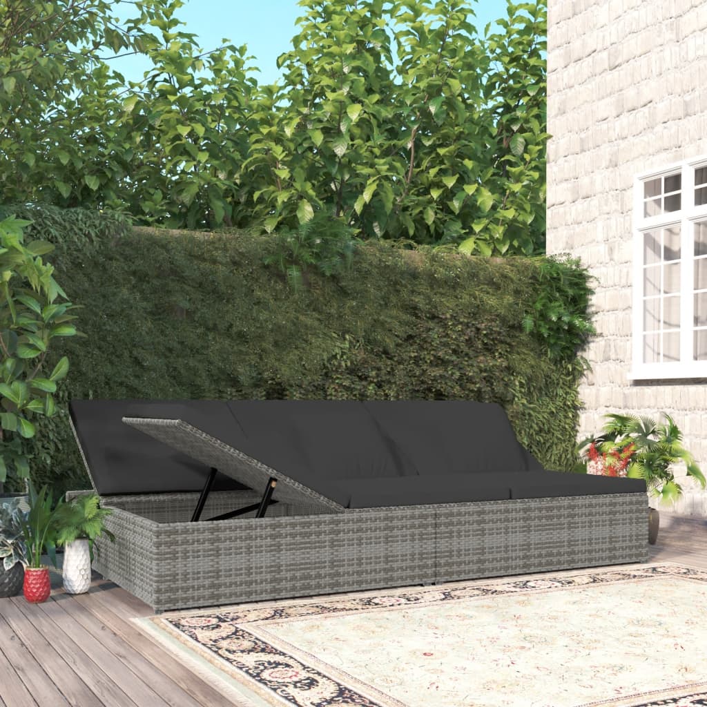 Lettino Prendisole Reclinabile Con Cuscini Polyrattan