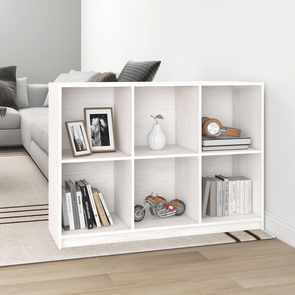 Libreria Bianca 104X33X76 Cm In Legno Massello Di Pino