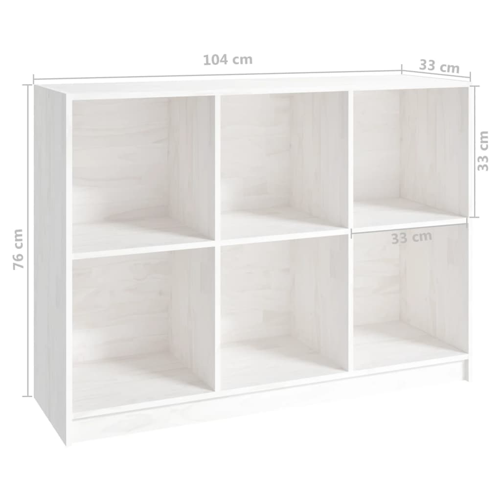 Libreria Bianca 104X33X76 Cm In Legno Massello Di Pino