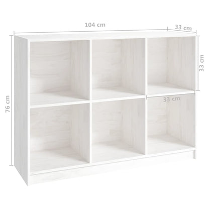 Libreria Bianca 104X33X76 Cm In Legno Massello Di Pino