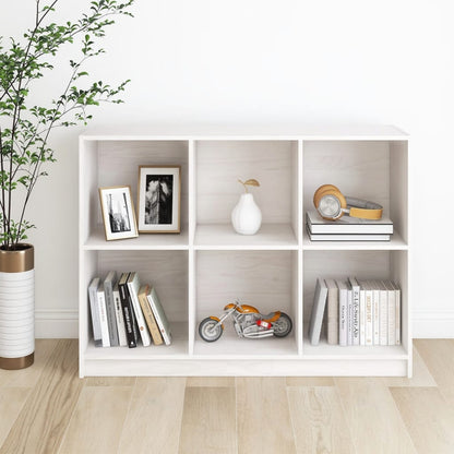 Libreria Bianca 104X33X76 Cm In Legno Massello Di Pino
