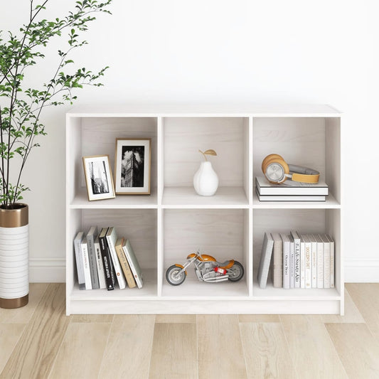 Libreria Bianca 104X33X76 Cm In Legno Massello Di Pino