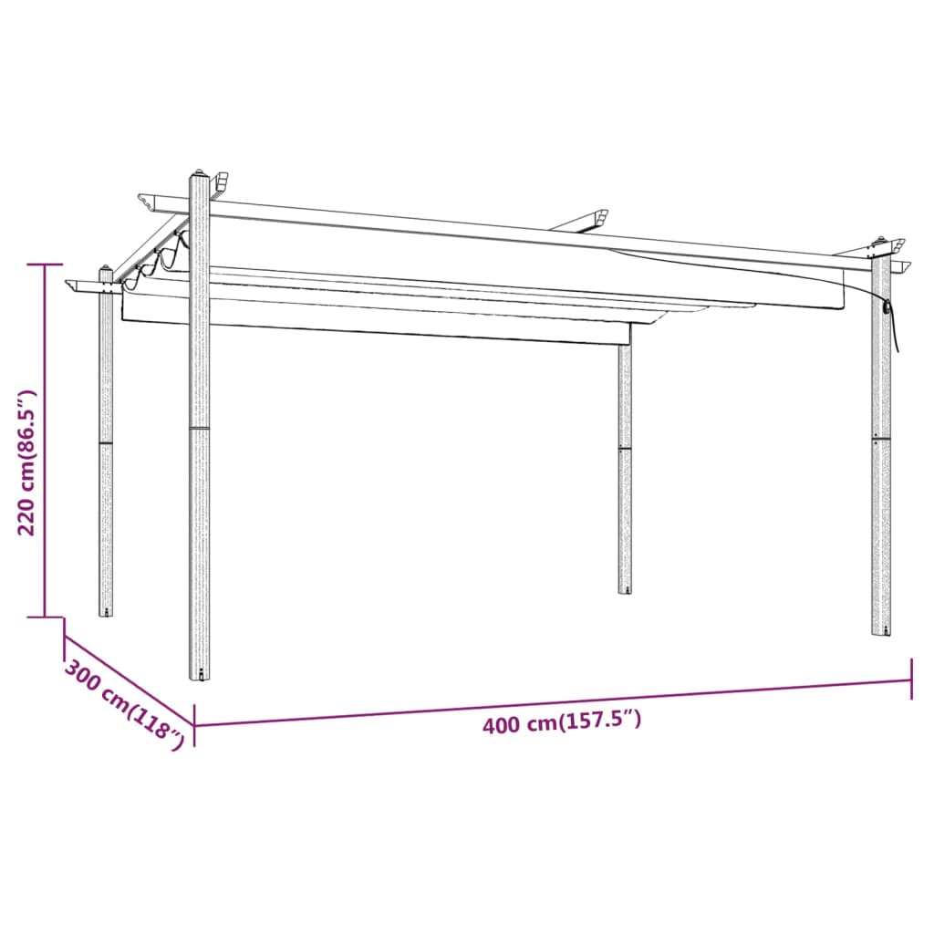 Pergola Da Giardino Con Tetto Retrattile 4X3 M