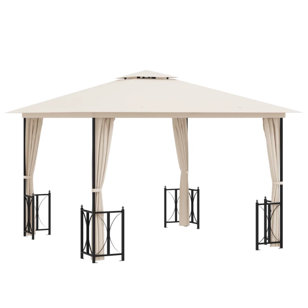 Gazebo Con Teli Laterali E Doppio Tetto 3X3 M Crema