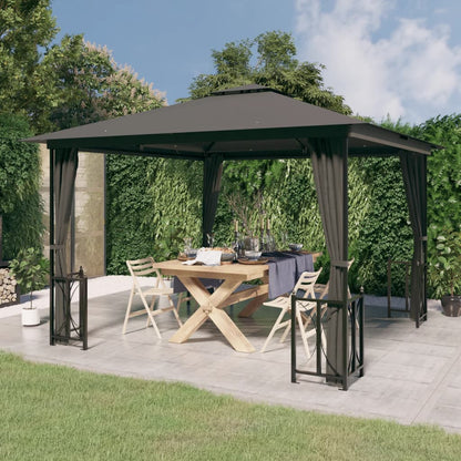 Gazebo Con Teli Laterali E Doppio Tetto