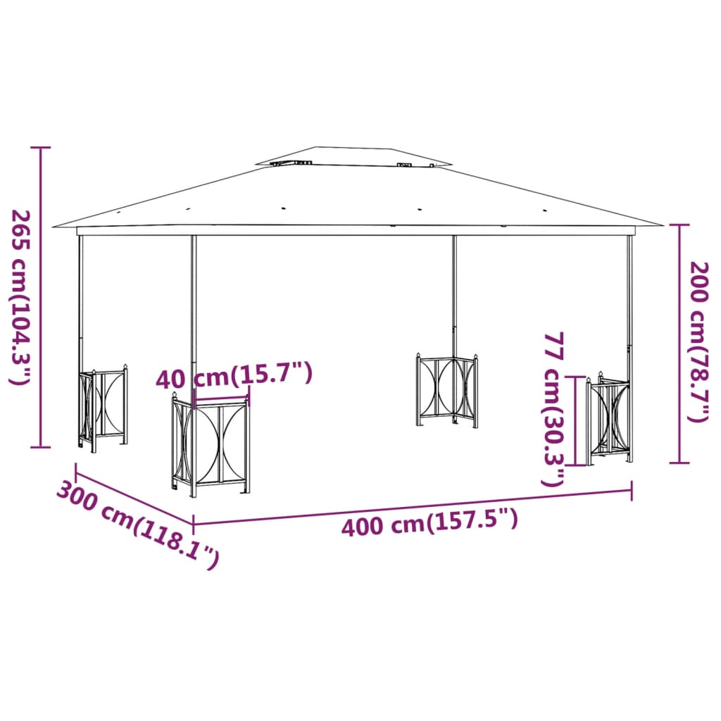 Gazebo Con Teli Laterali E Doppio Tetto