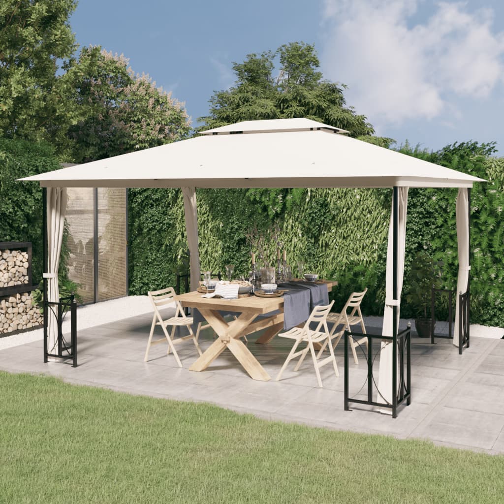 Gazebo Con Teli Laterali E Doppio Tetto